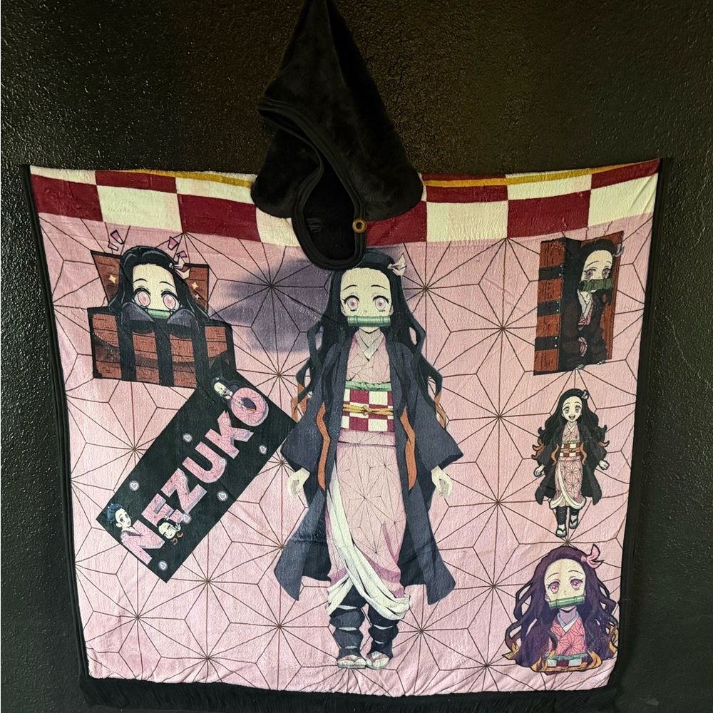 Nezuko (Demond slayers) Hooded Pancho Blanket